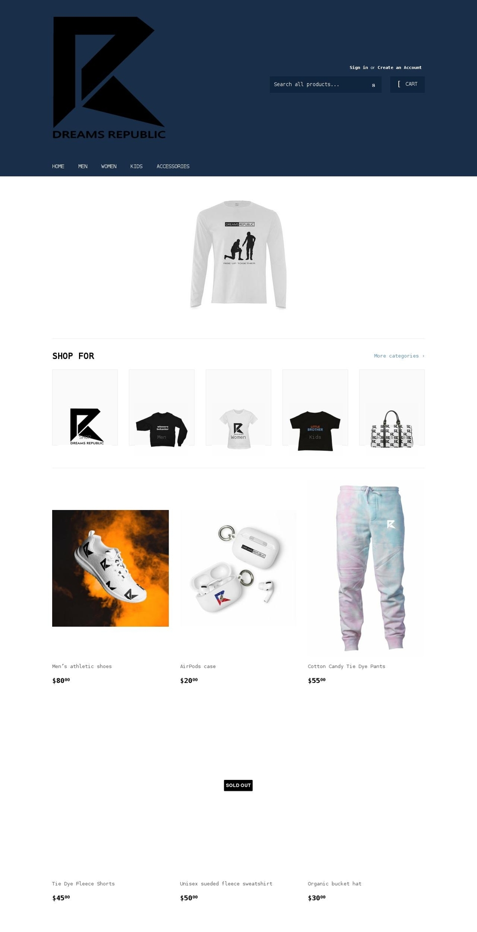 dreamsrepublic.com shopify website screenshot