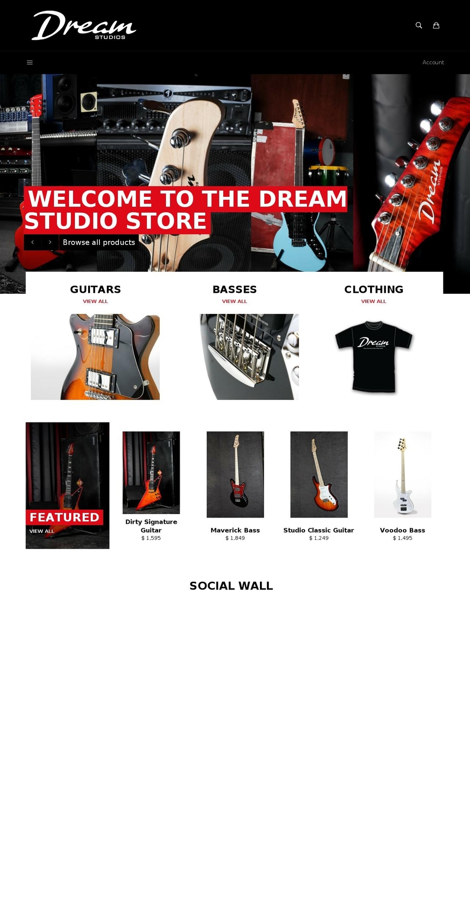 dreamstudioguitars.com shopify website screenshot