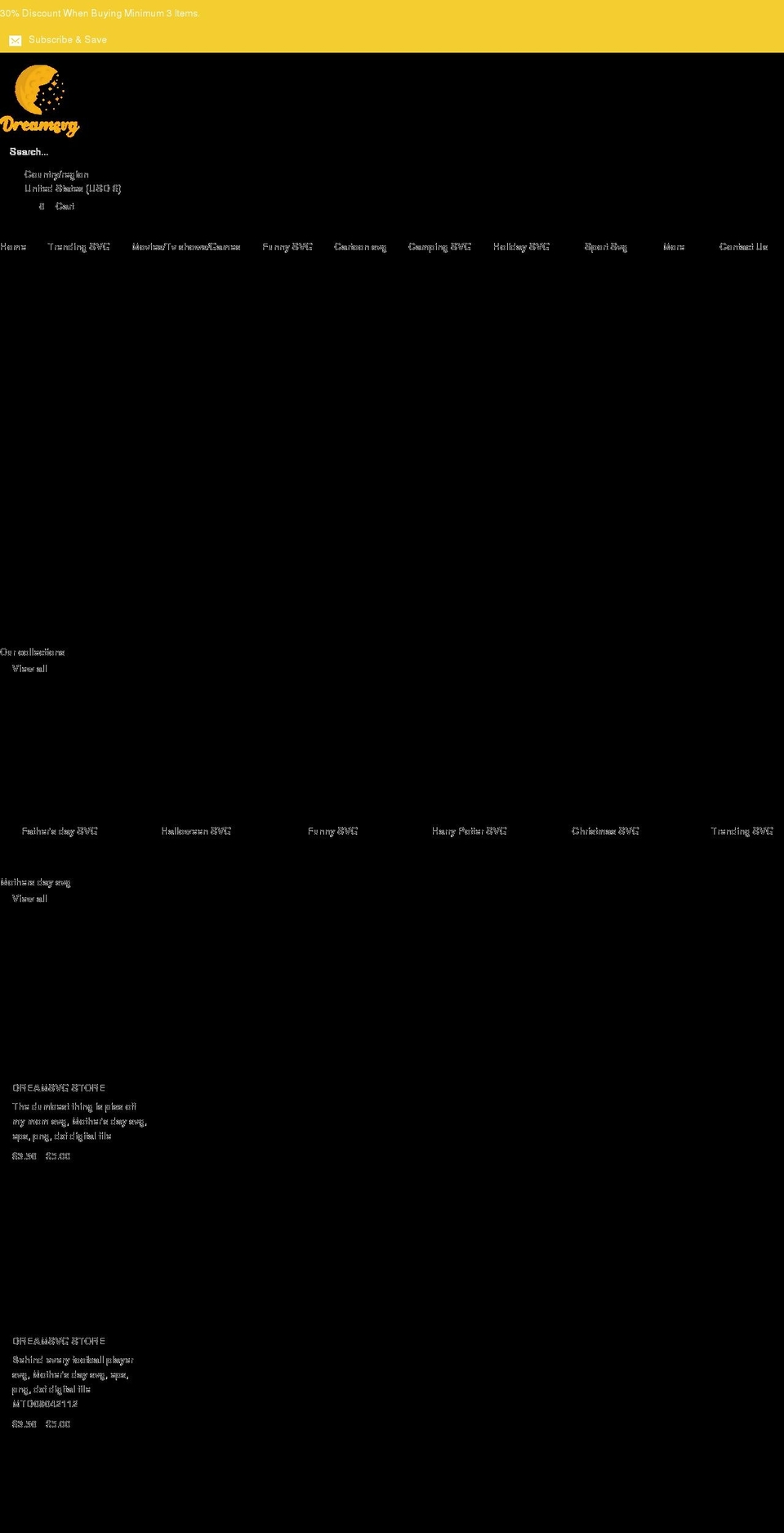 dreamsvg.com shopify website screenshot
