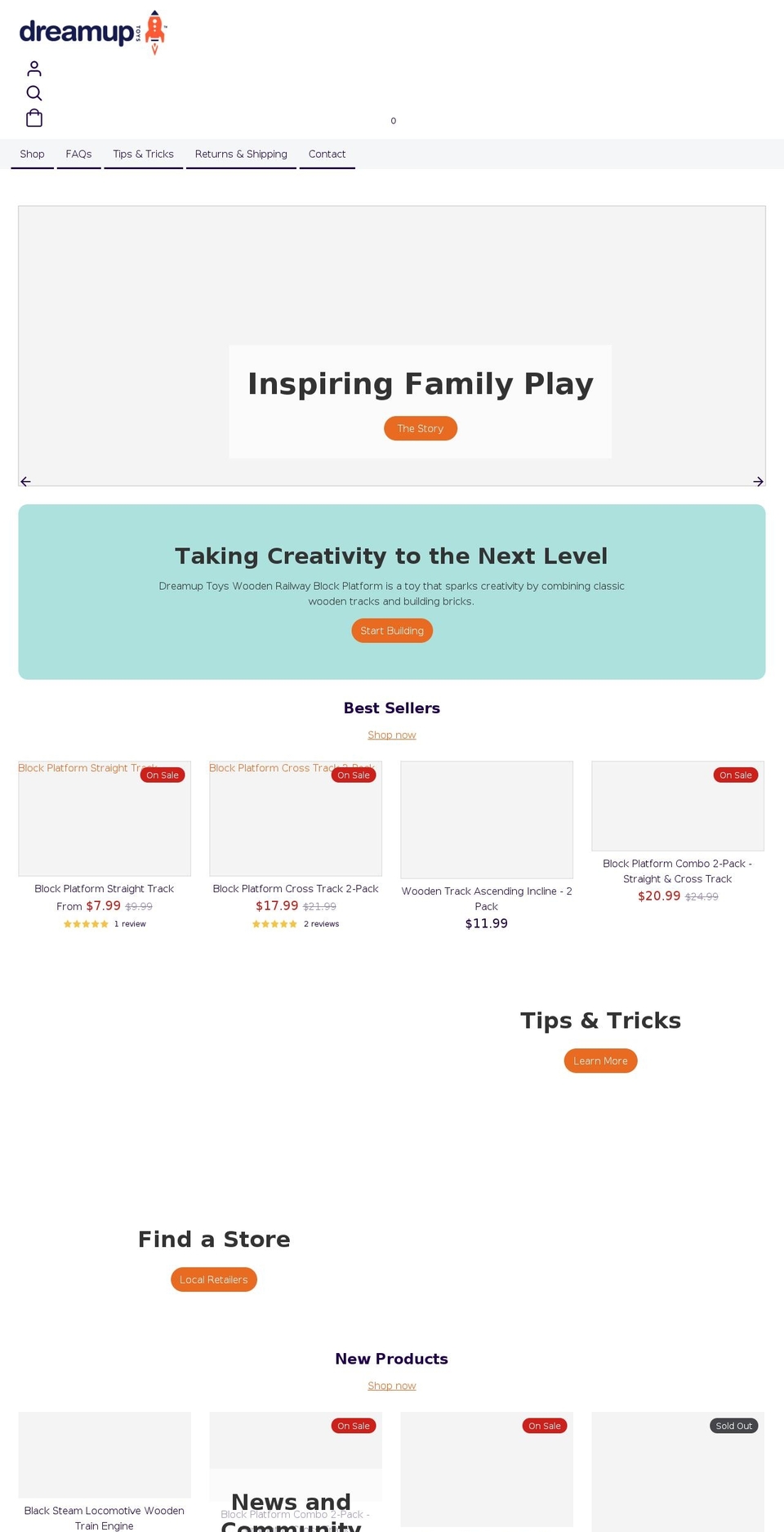 dreamuptoys.com shopify website screenshot