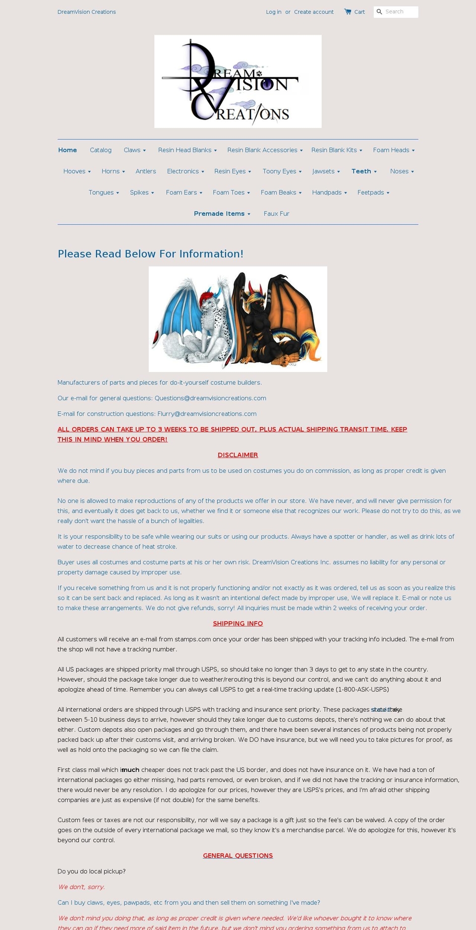 dreamvisioncreations.com shopify website screenshot