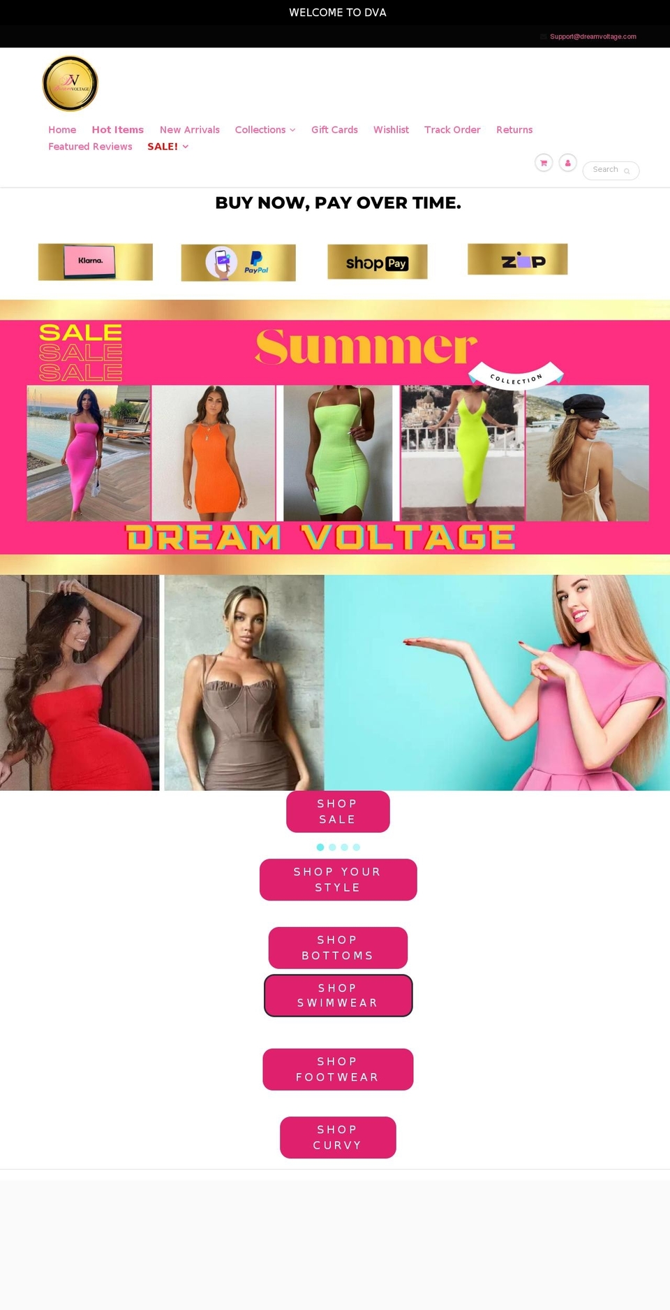 dreamvoltage.com shopify website screenshot
