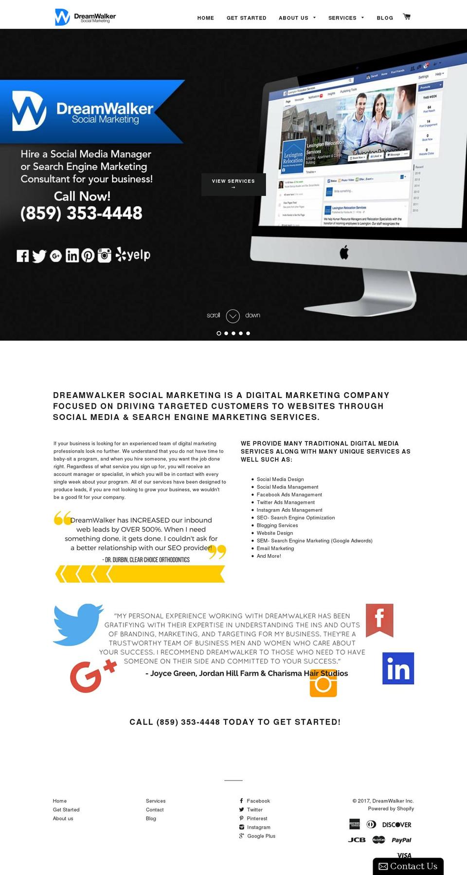 dreamwalkerinc.com shopify website screenshot