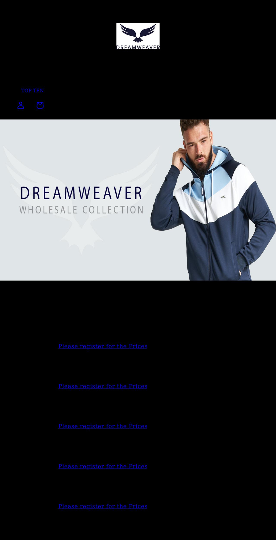 dreamweaverwholesale.com shopify website screenshot