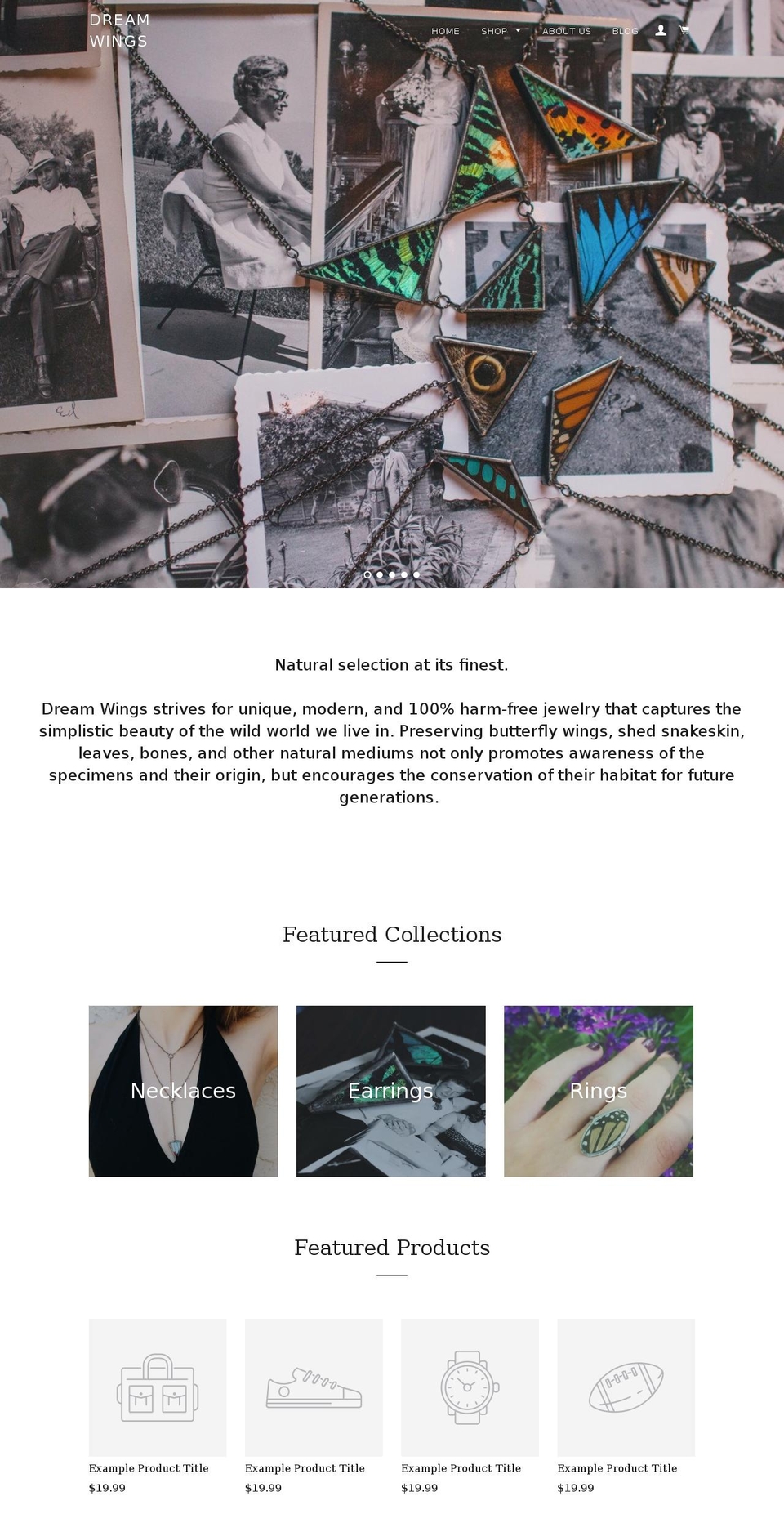 dreamwingsjewelry.com shopify website screenshot