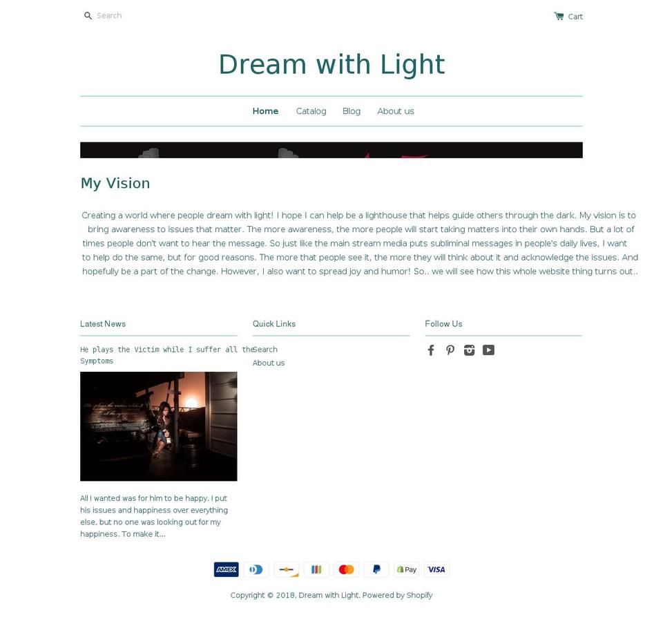 dreamwithlight.com — Shopify storefront screenshot
