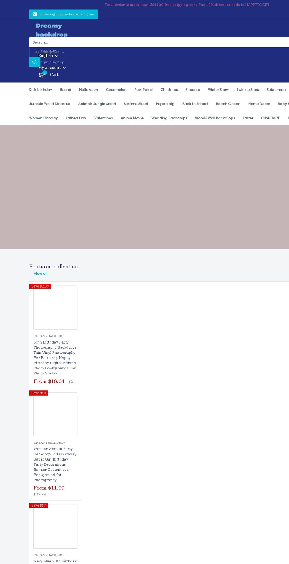 dreamybackdrop.com shopify website screenshot