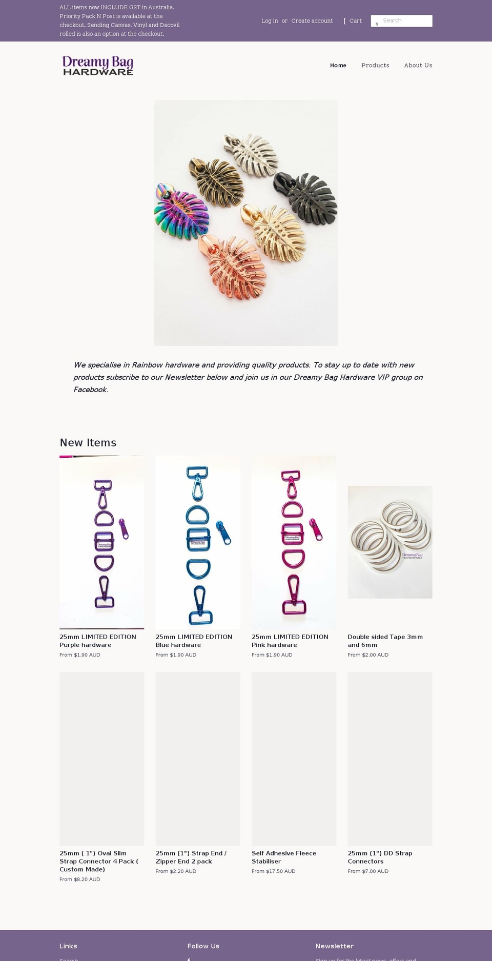 dreamybaghardware.com.au shopify website screenshot