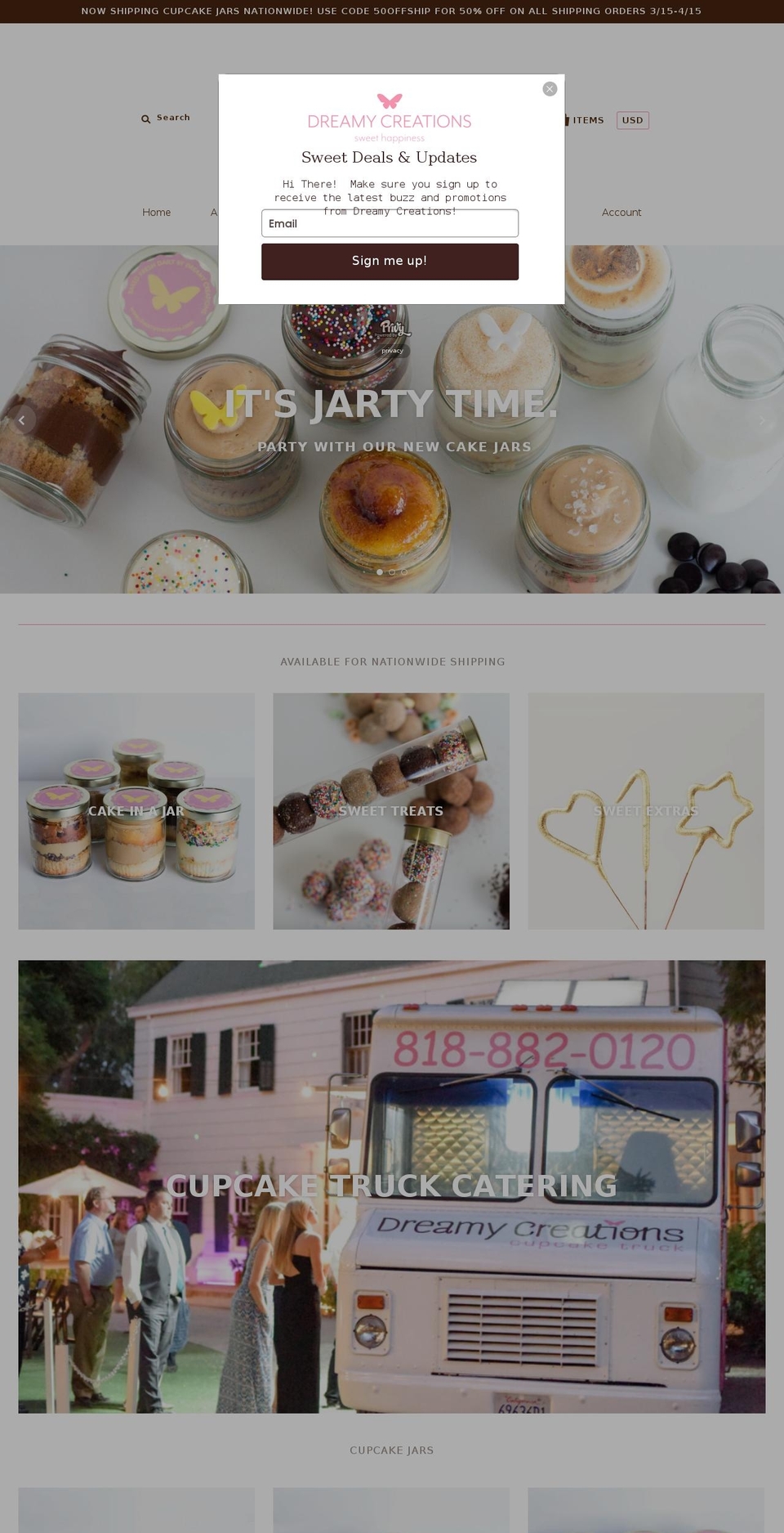 dreamycreations.com shopify website screenshot