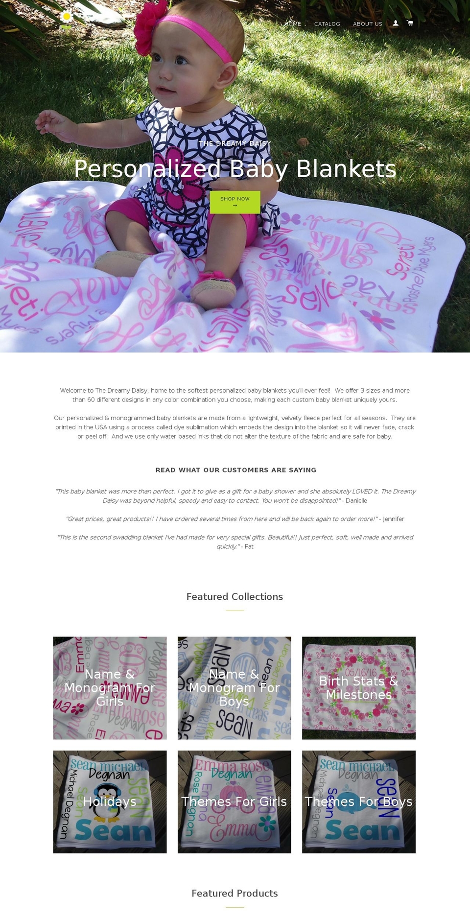 dreamydaisyblankets.com shopify website screenshot