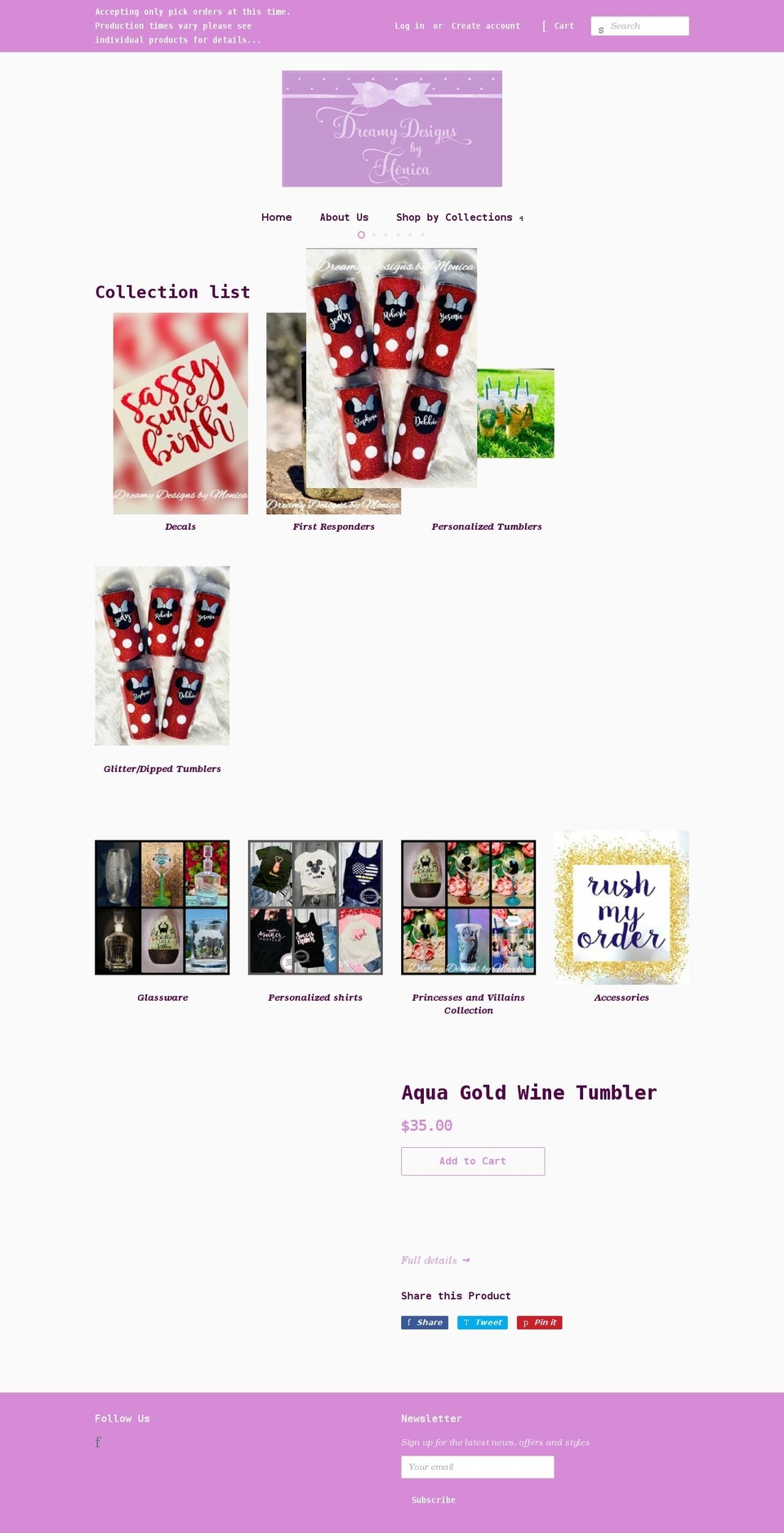 dreamydesignsbymonica.com shopify website screenshot