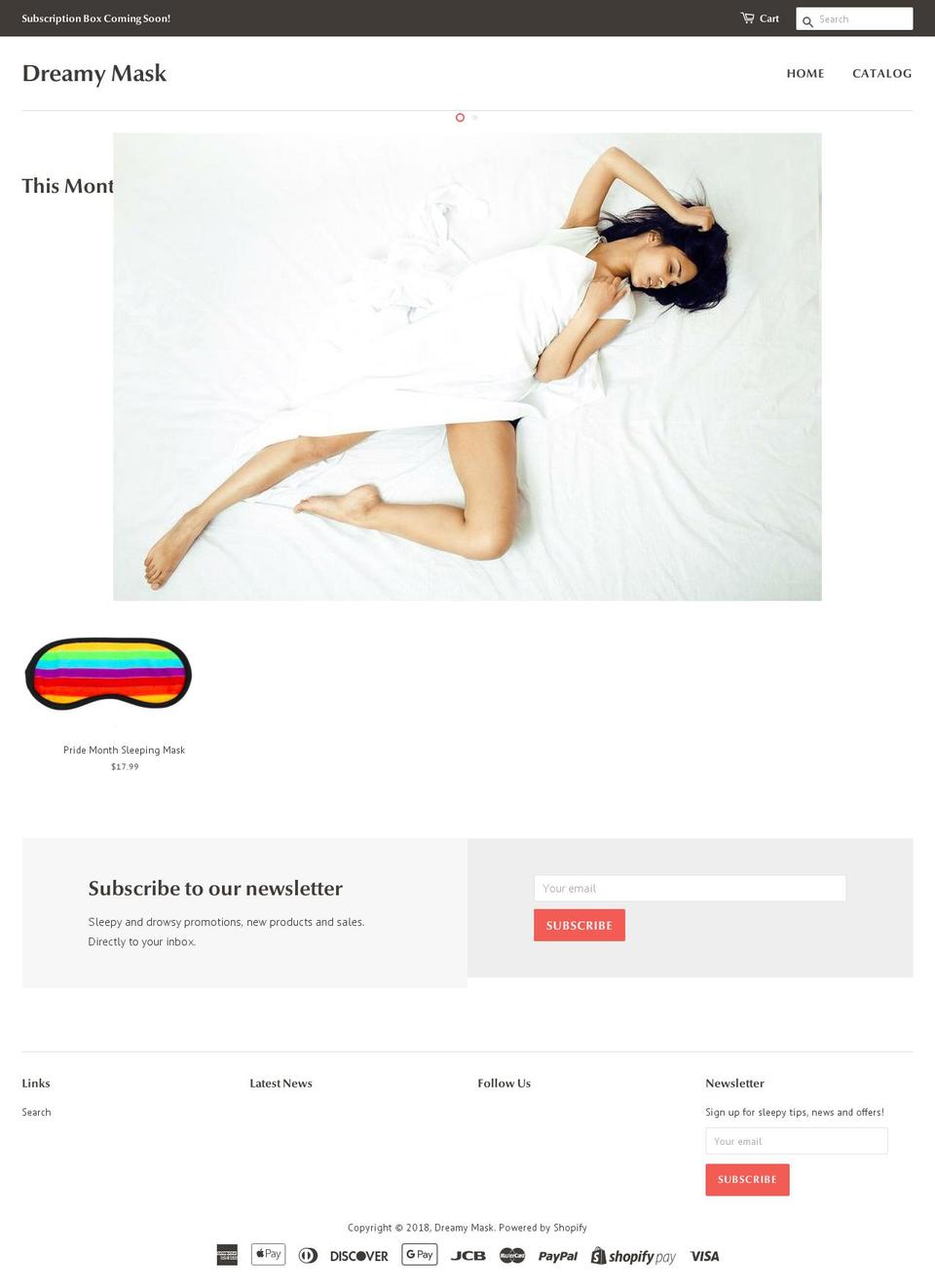 dreamymask.com — Shopify storefront screenshot