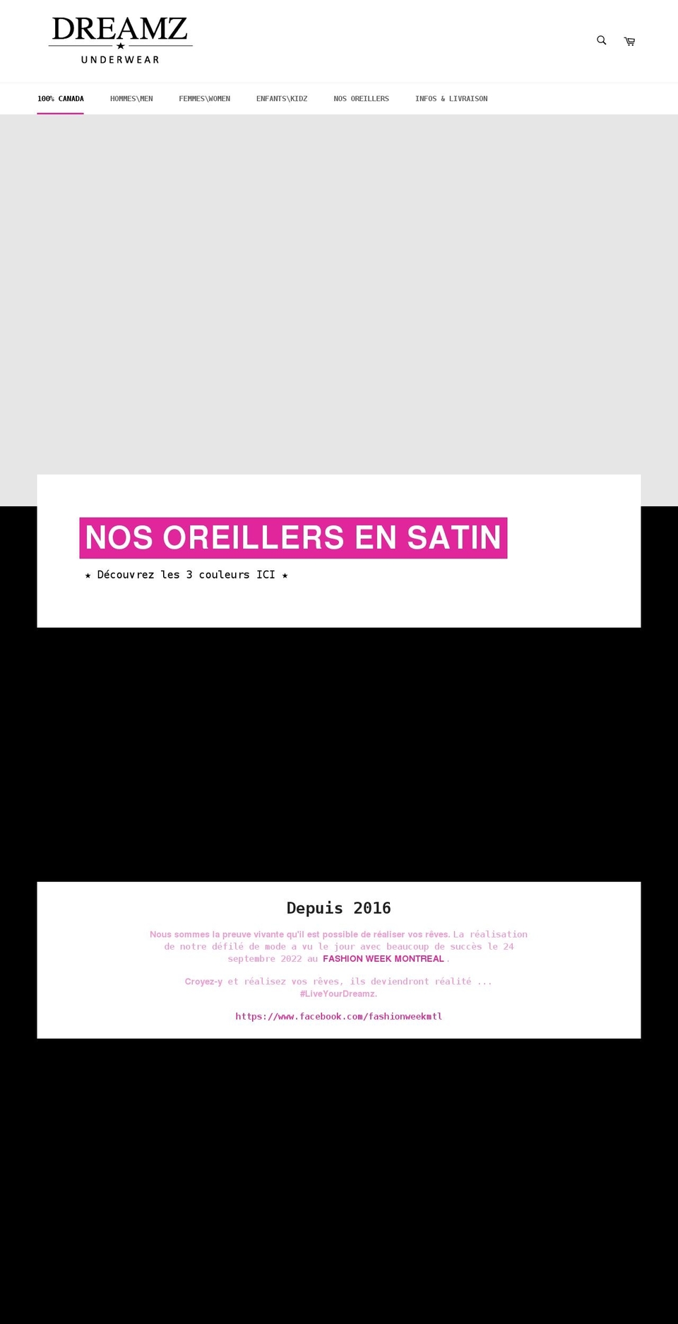 dreamzunderwear.com shopify website screenshot