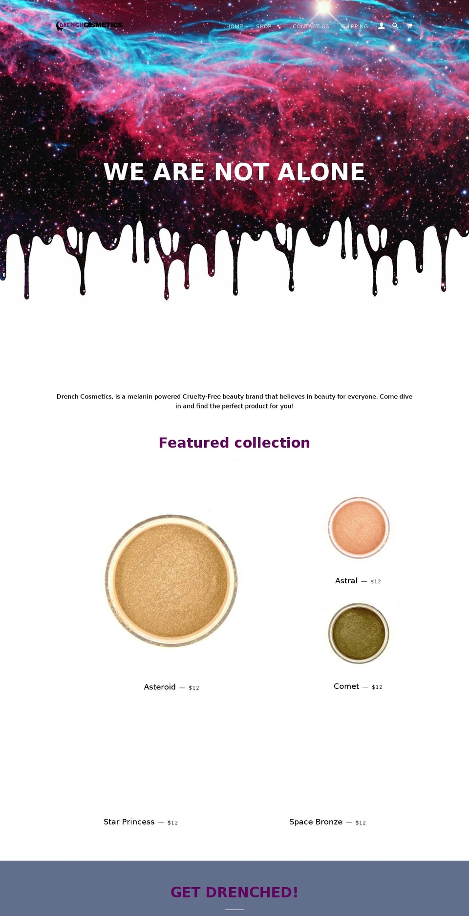 drenchcosmetics.com shopify website screenshot