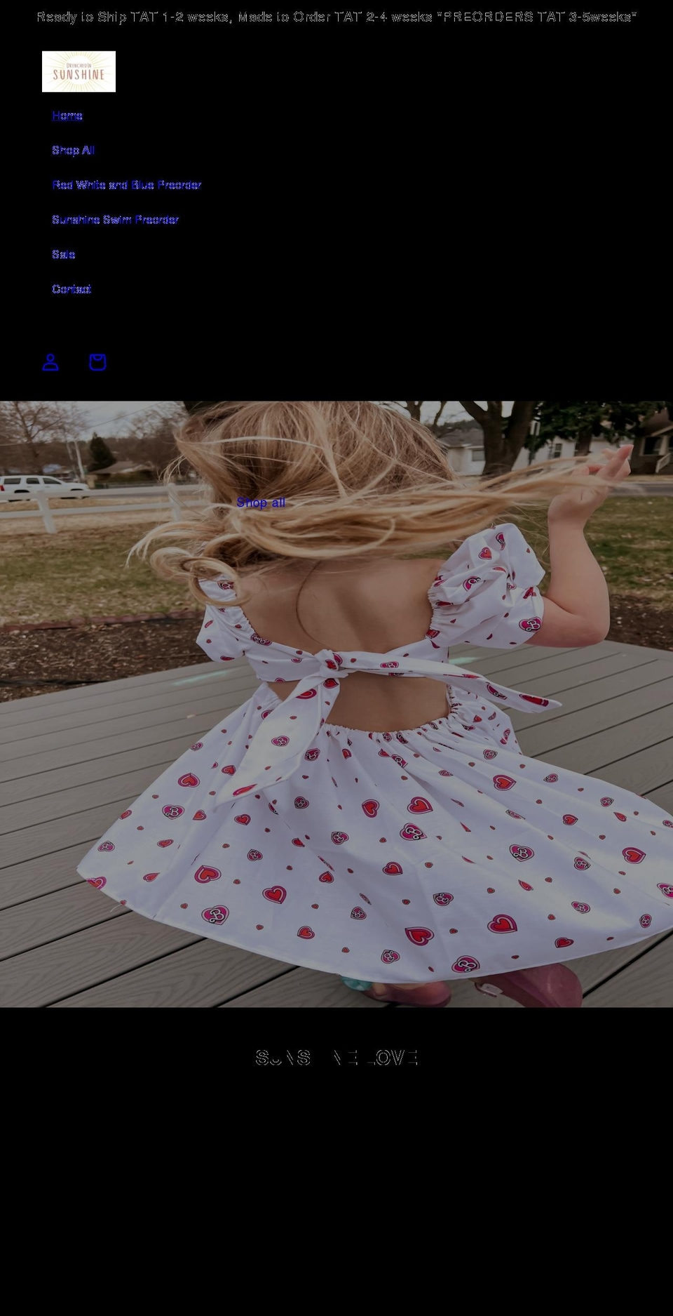 drenchedinsunshine.com shopify website screenshot