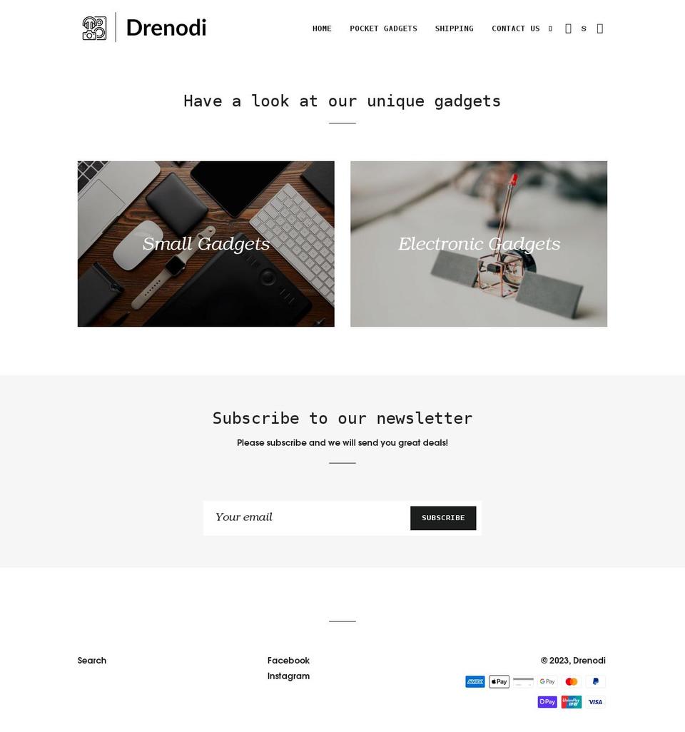 drenodi.com shopify website screenshot