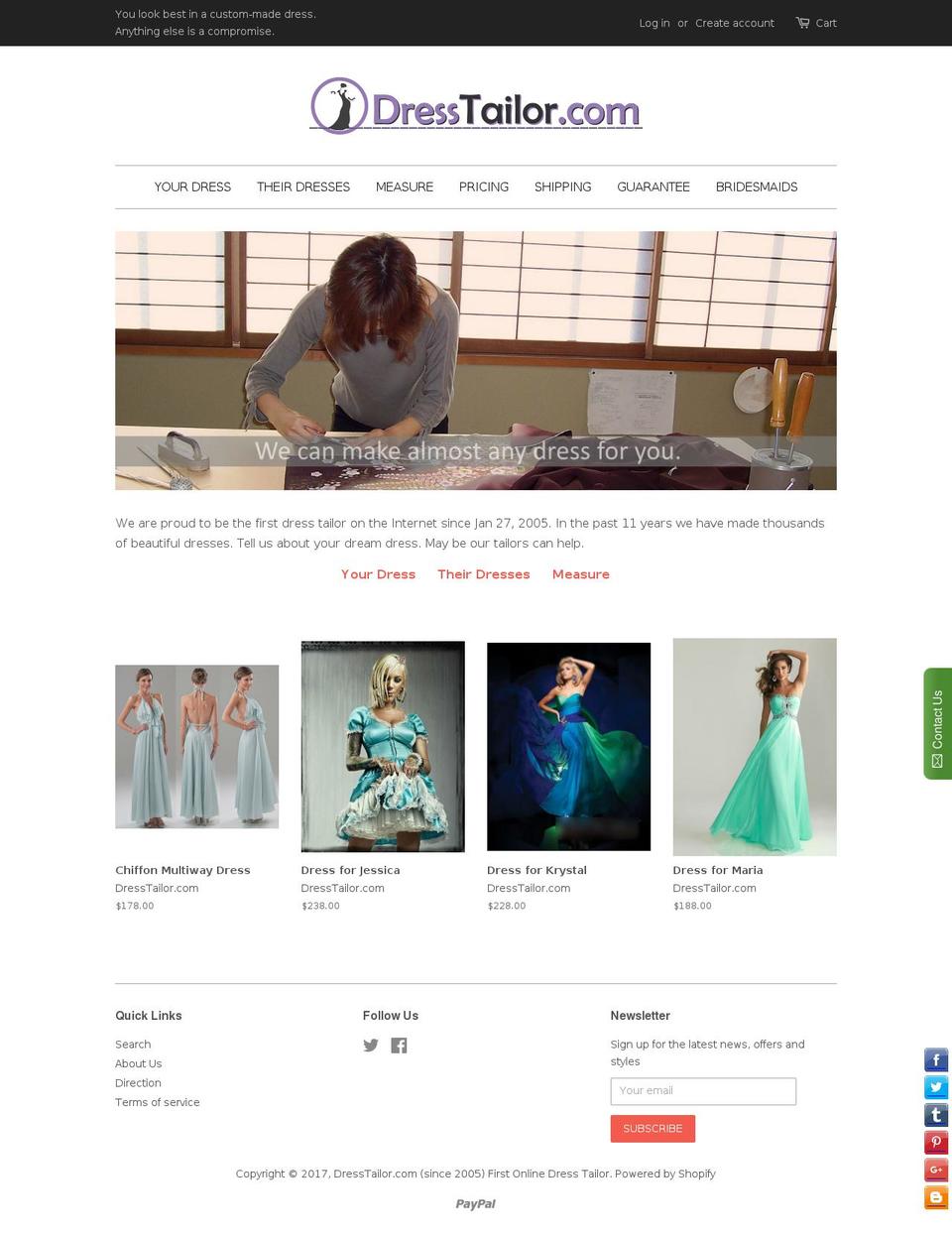 dress-tailor.com shopify website screenshot