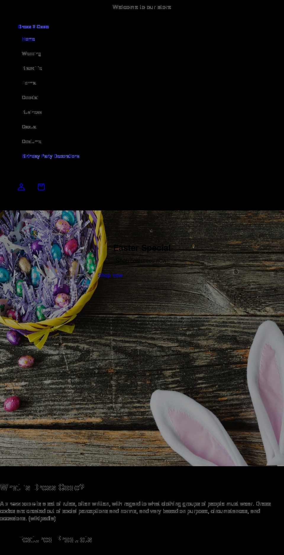 dress2code.com shopify website screenshot