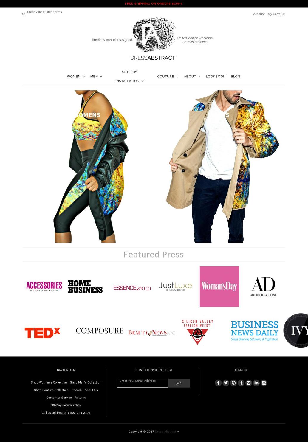 dressabstract.com shopify website screenshot