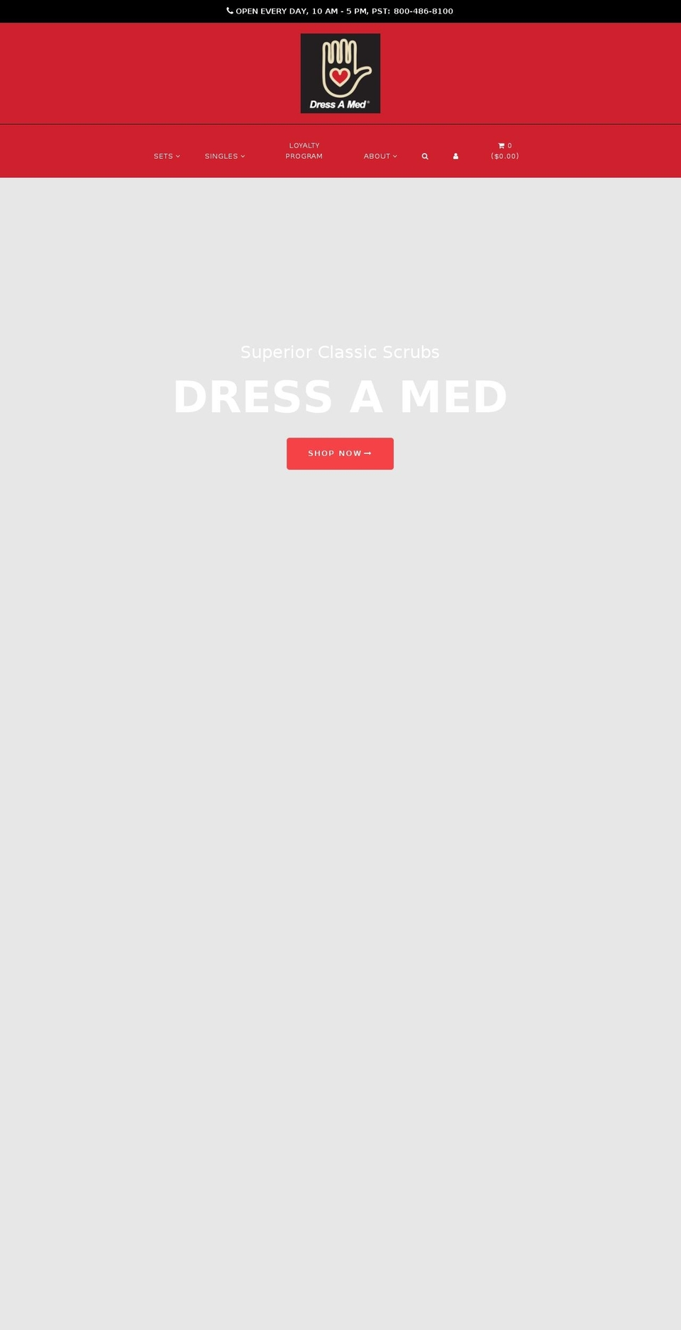 Red Shopify theme site example dressameduniforms.com