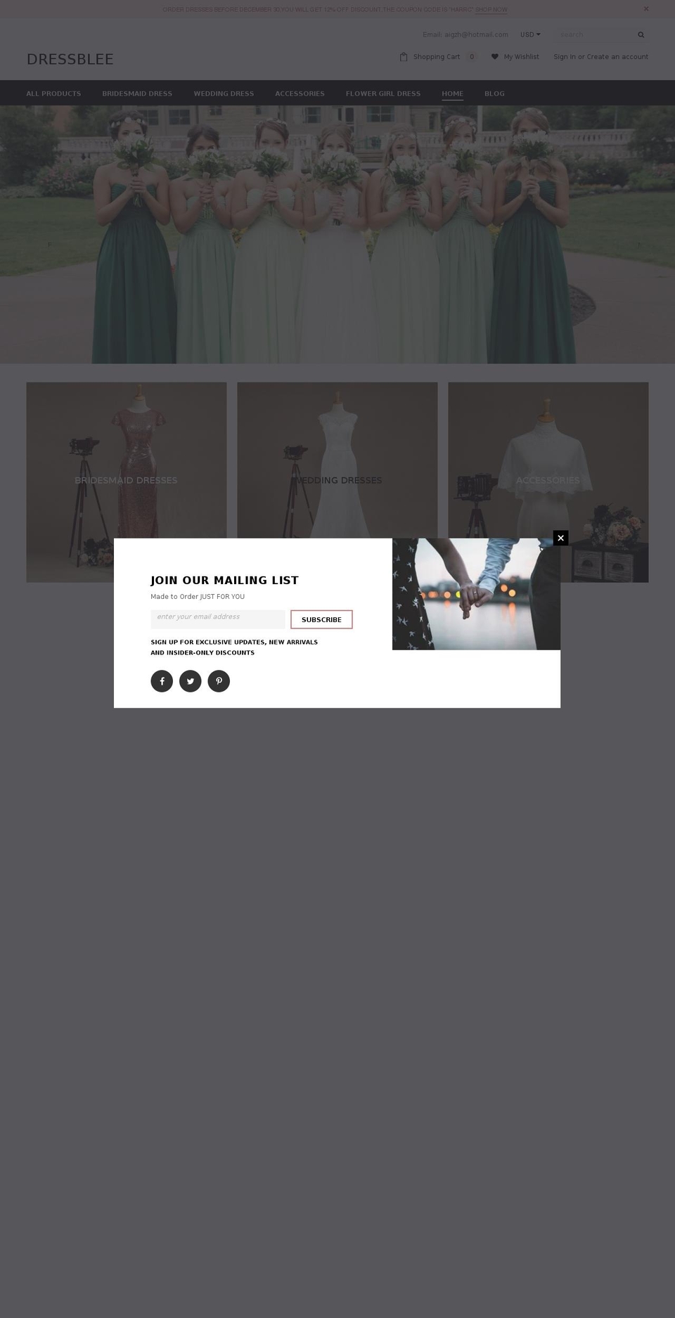 dressblee.com shopify website screenshot