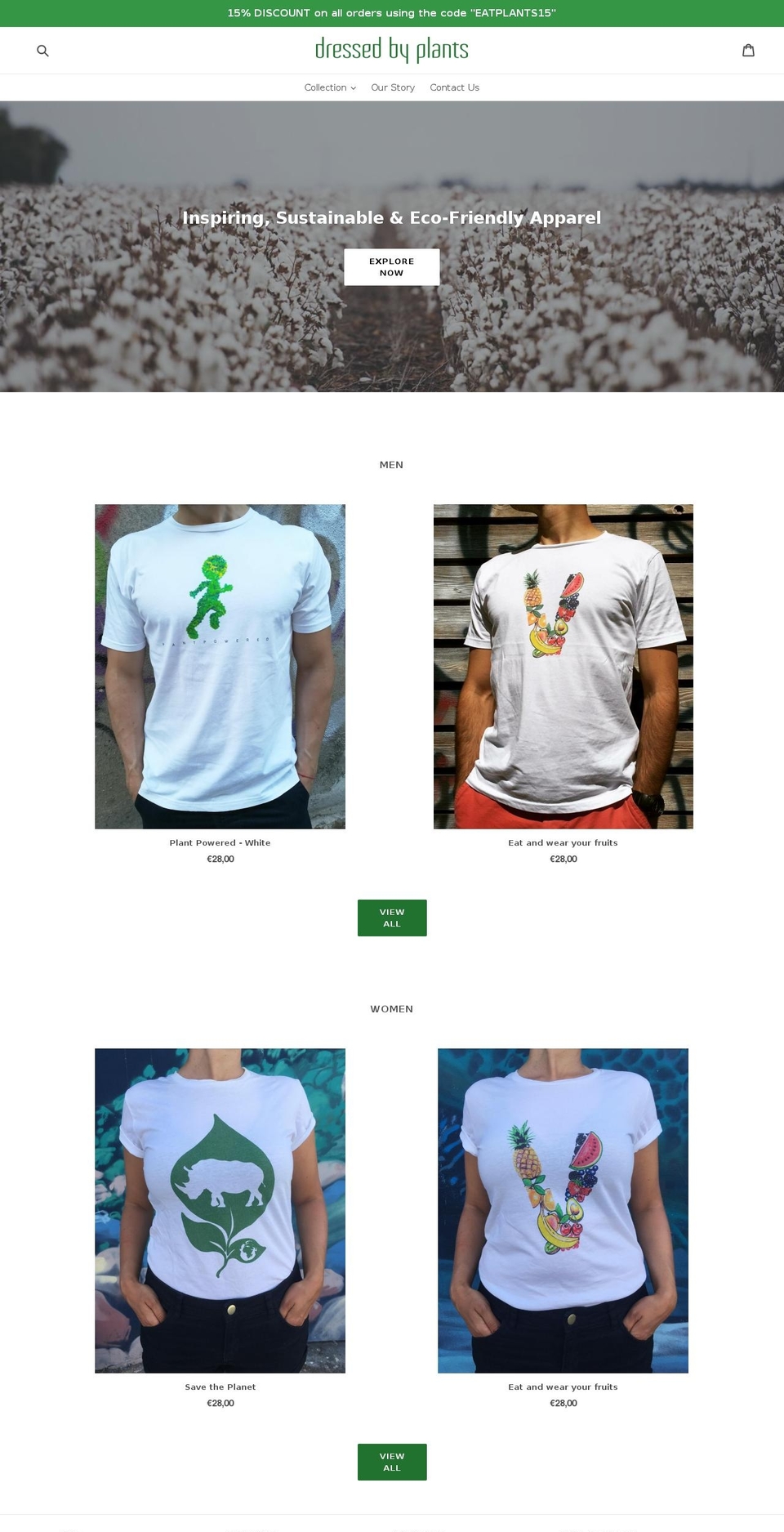 dressedbyplants.com — Shopify storefront screenshot