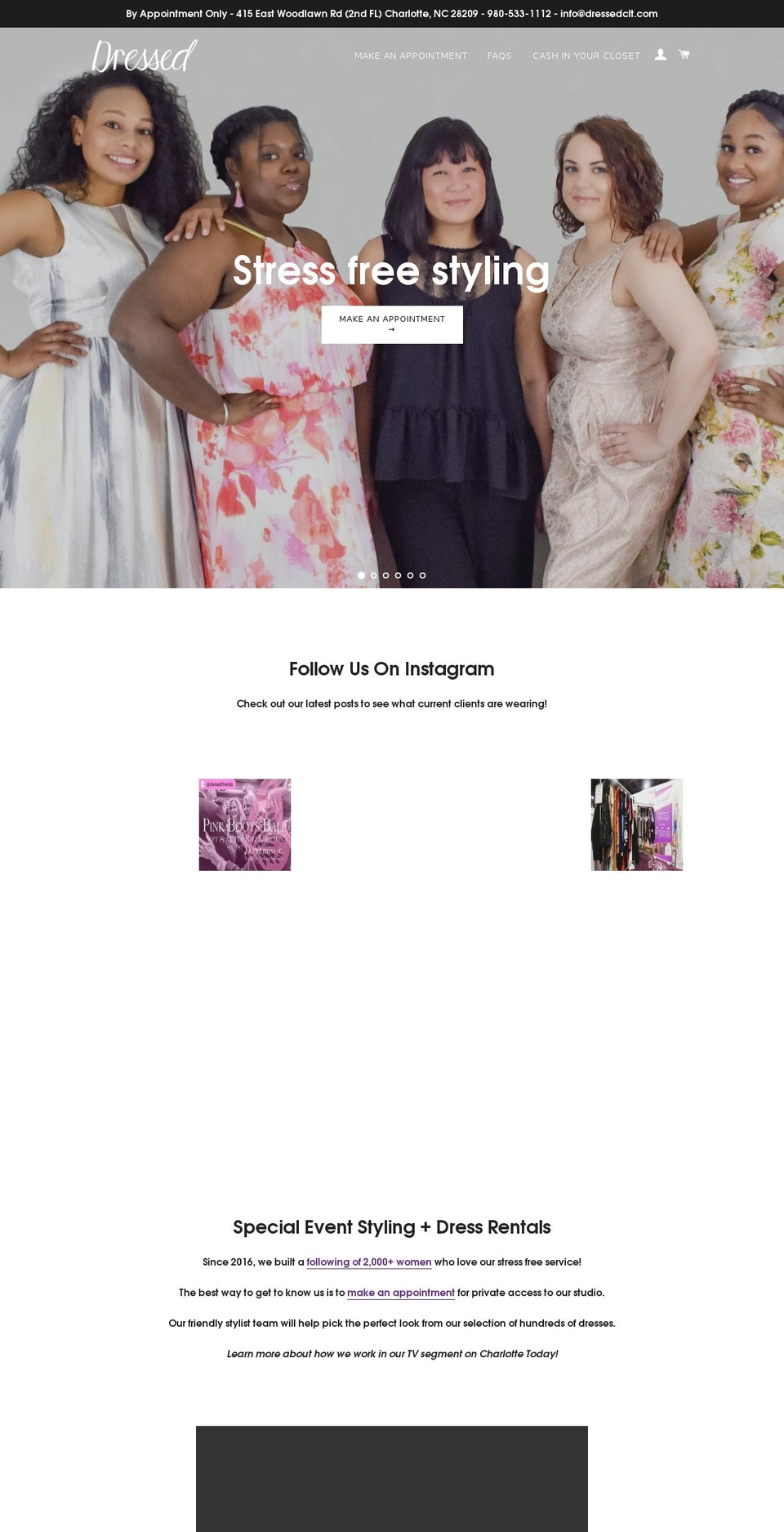 dressedcharlotte.com — Shopify storefront screenshot