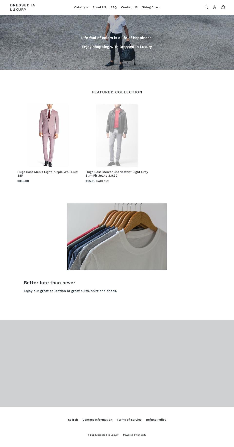 dressedinluxury.com shopify website screenshot