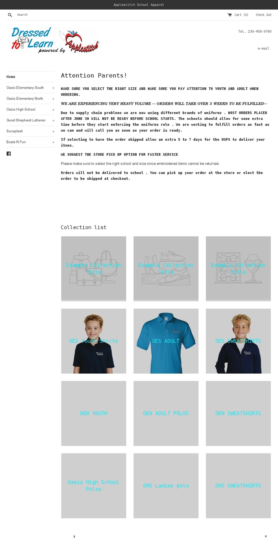 dressedtolearn.com shopify website screenshot