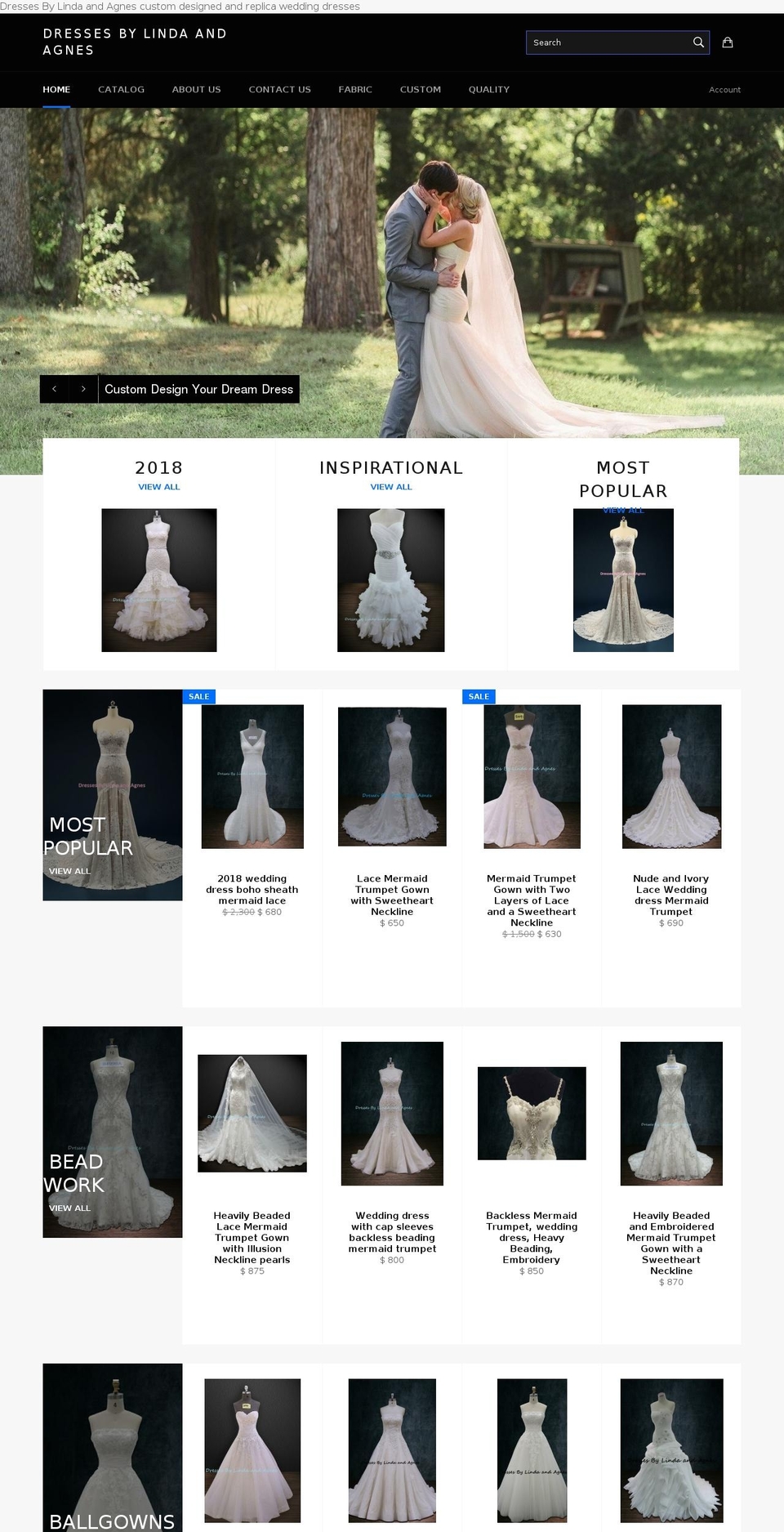 dressesbylindaandagnes.com — Shopify storefront screenshot