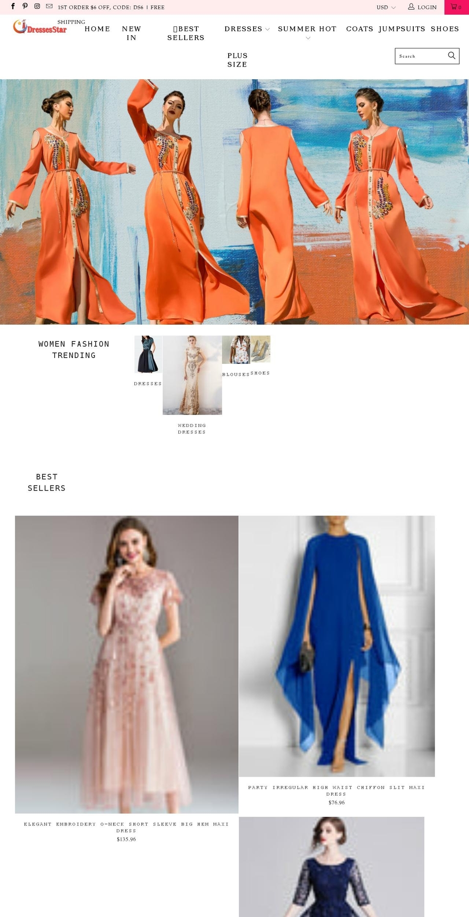 dressesstar.com shopify website screenshot