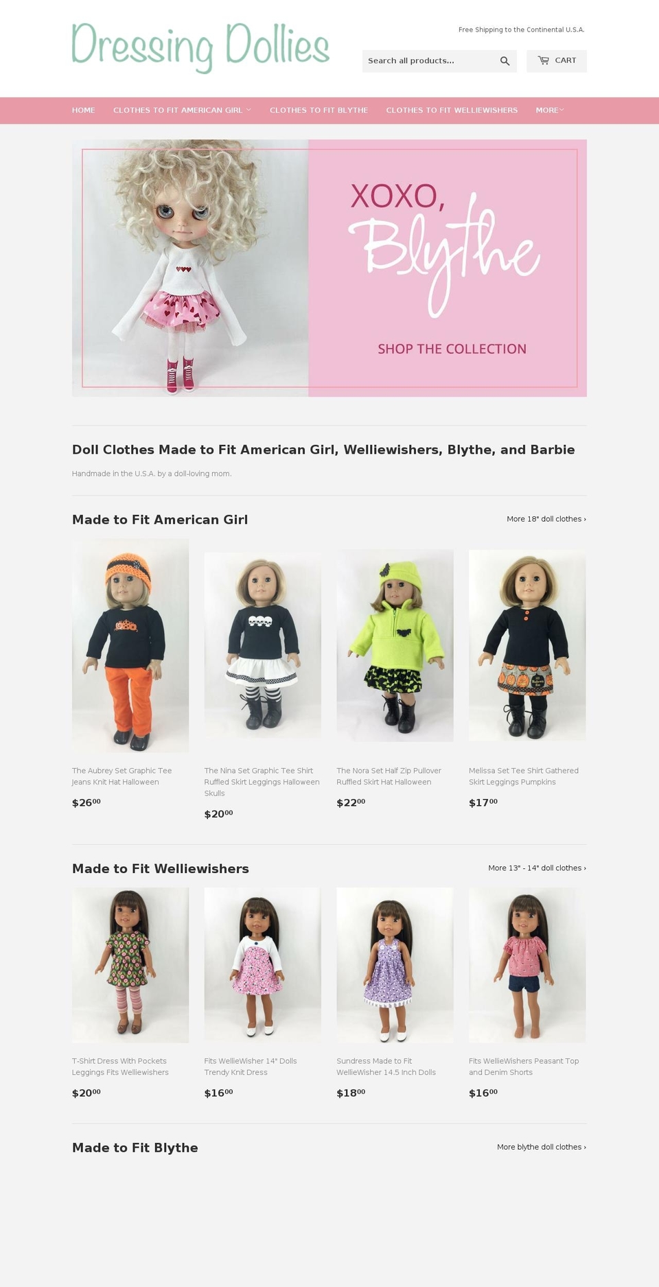 dressingdollies.com — Shopify storefront screenshot