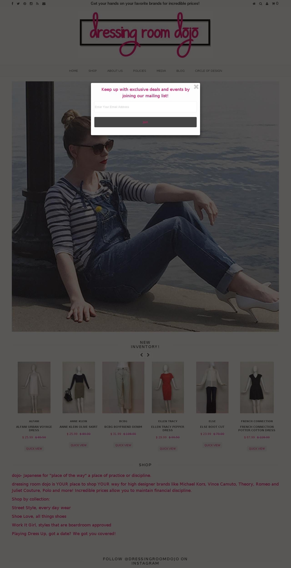 dressingroomdojo.com shopify website screenshot