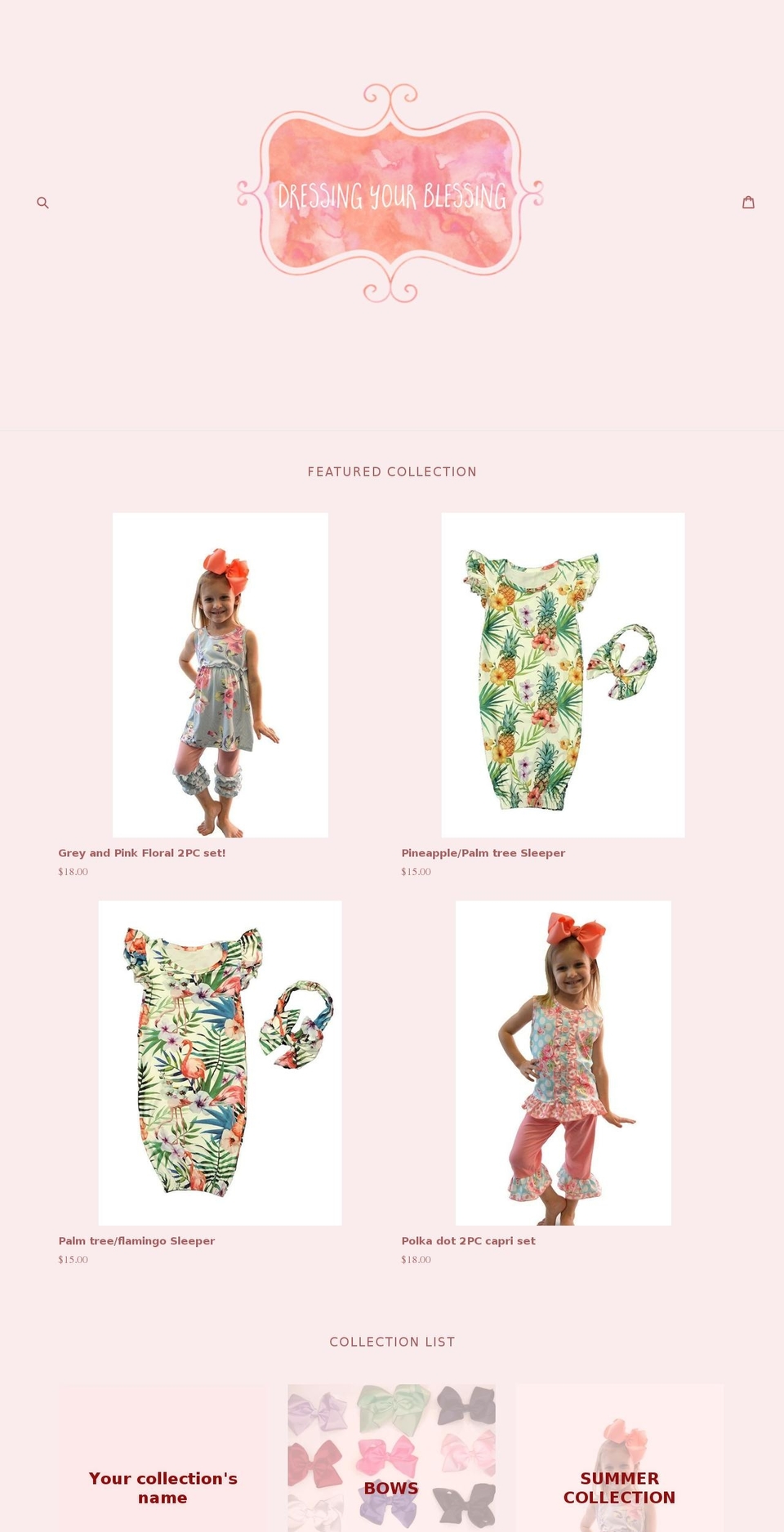 dressingyourblessing.com — Shopify storefront screenshot