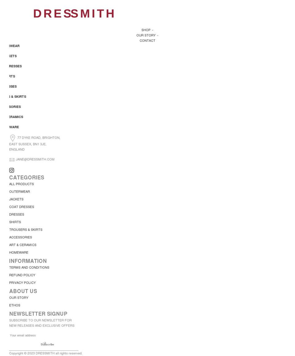 dressmith.com shopify website screenshot