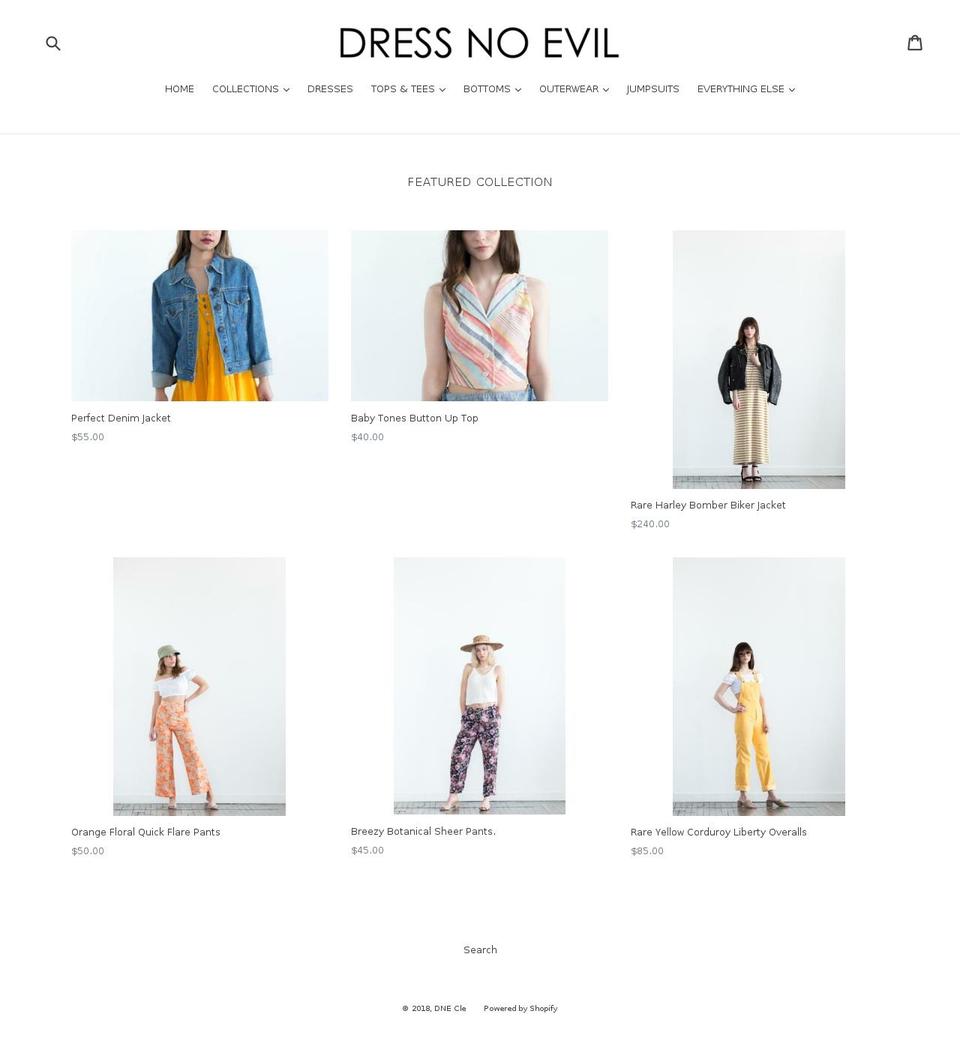 dressnoevil.com — Shopify storefront screenshot