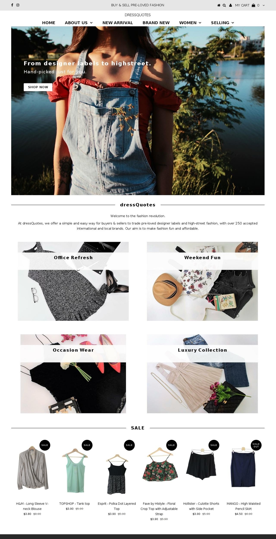 dressquotes.com — Shopify storefront screenshot