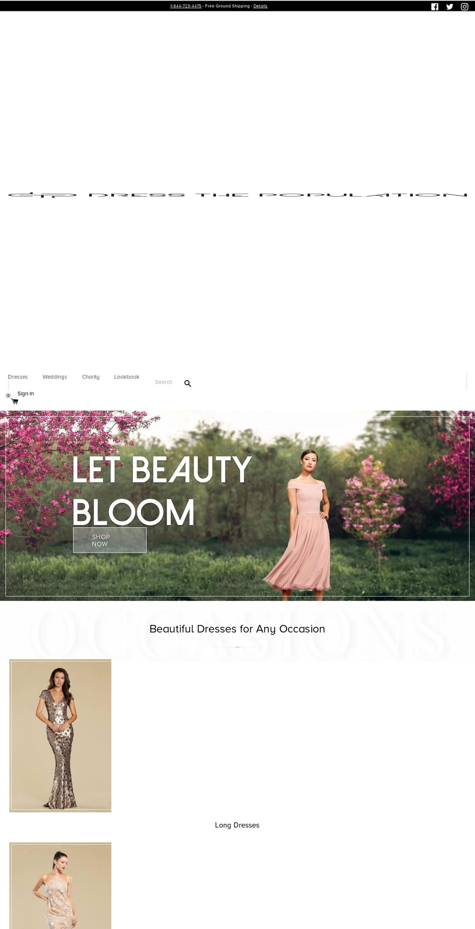 dressthepopulation.net shopify website screenshot