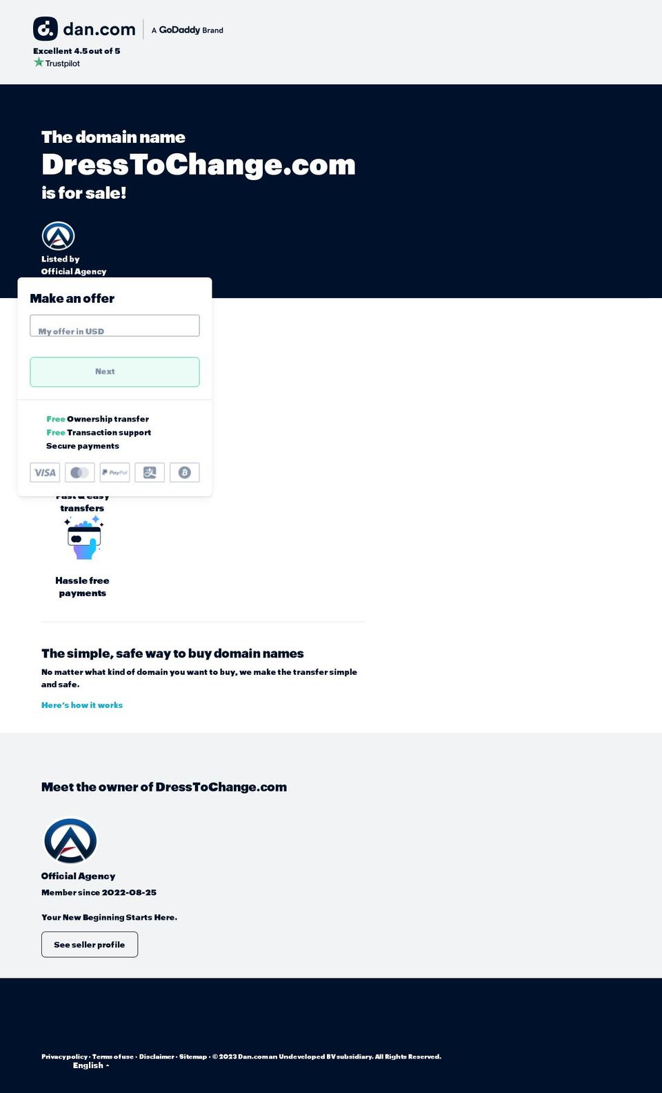 dresstochange.com — Shopify storefront screenshot
