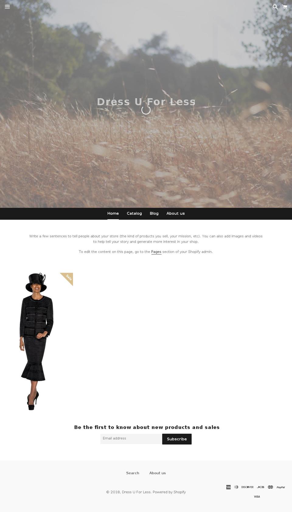 dressuforless.com shopify website screenshot