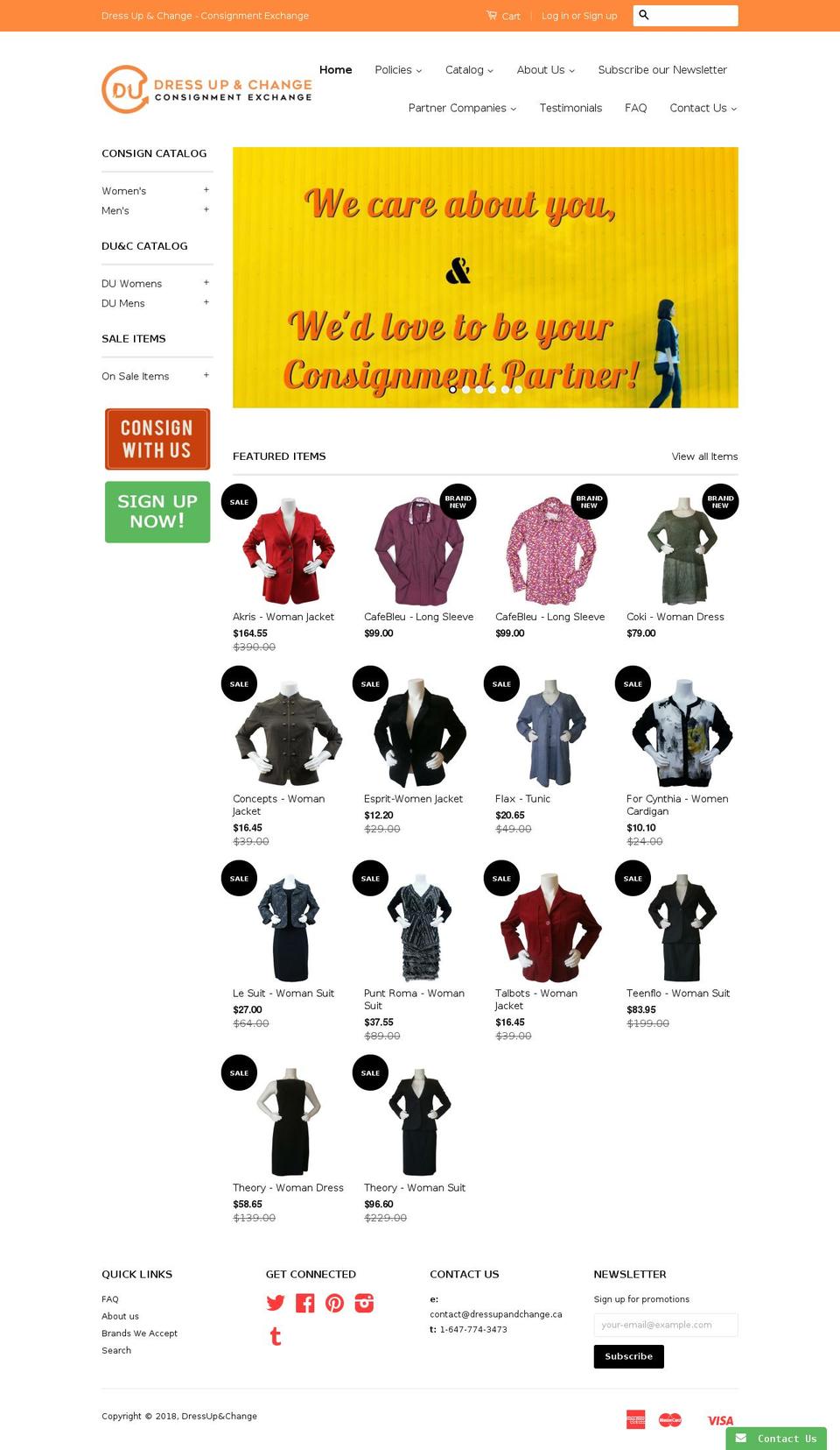 dressupandchange.ca shopify website screenshot
