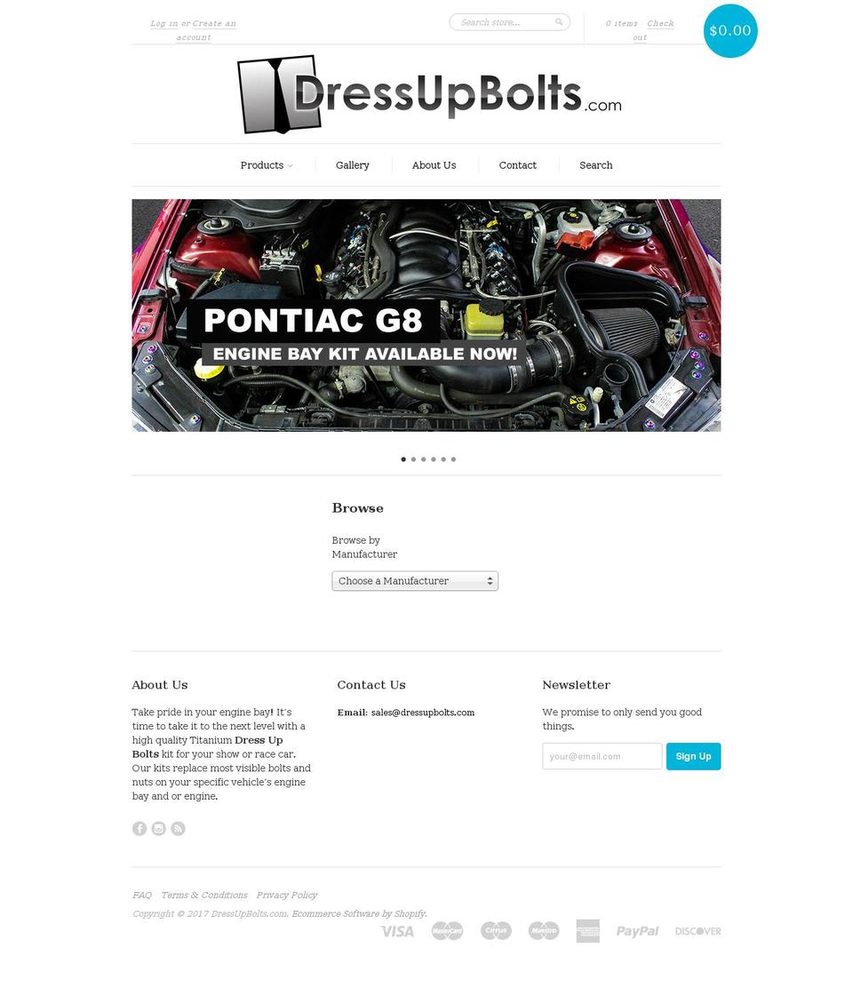 dressupbolts.com shopify website screenshot