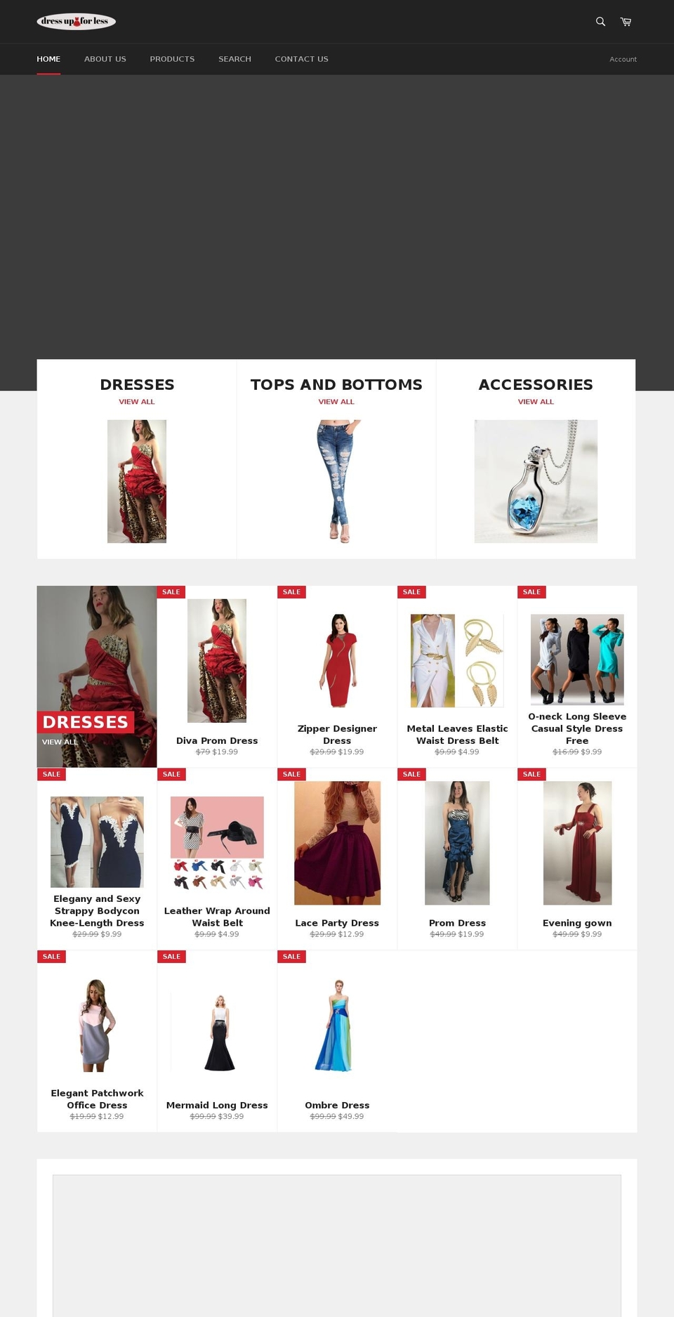 dressupforless.com shopify website screenshot