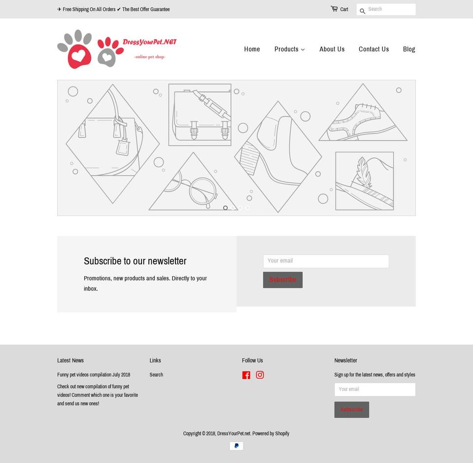 dressyourpet.net shopify website screenshot