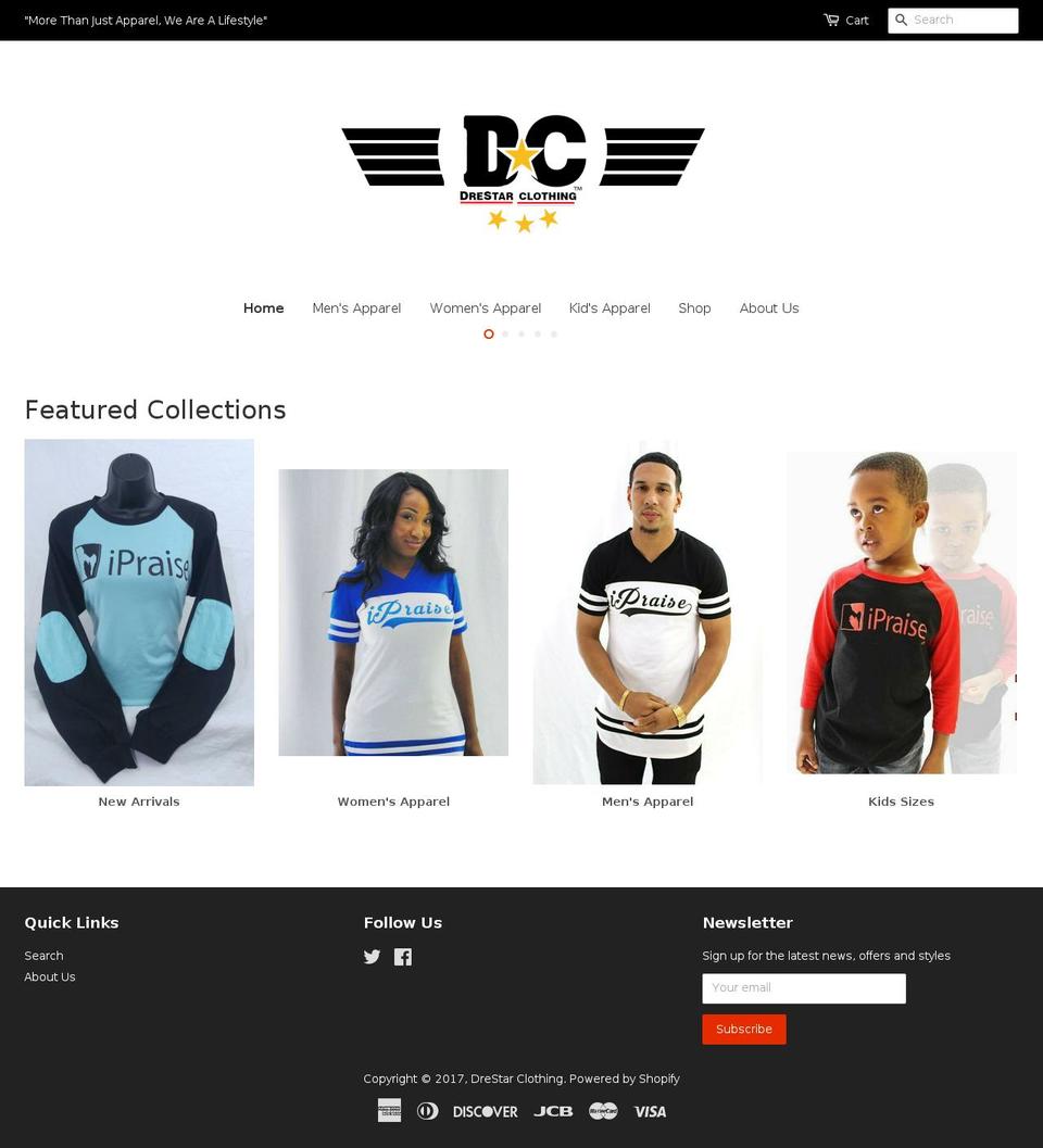 drestarclothing.com shopify website screenshot
