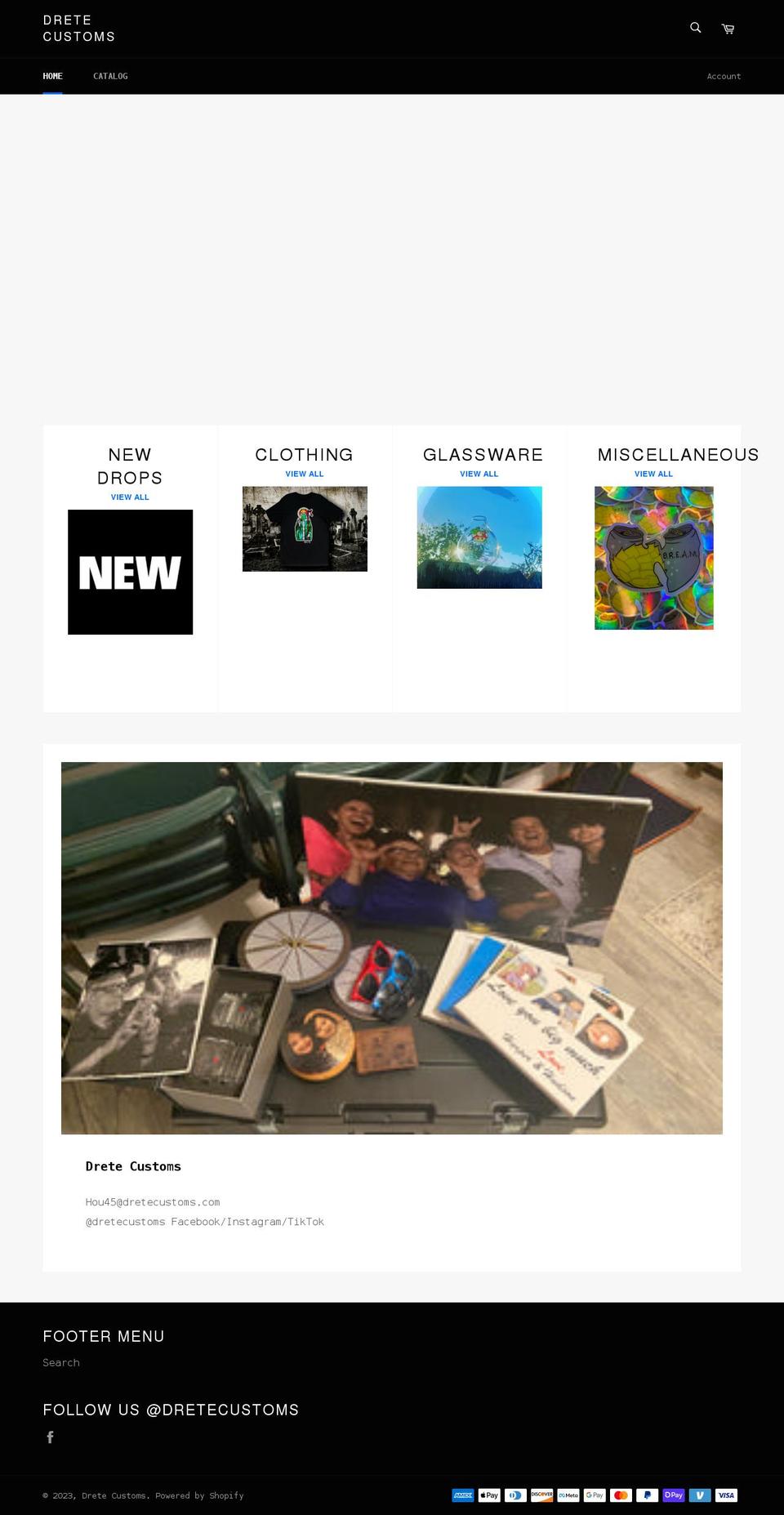 dretecustoms.com shopify website screenshot