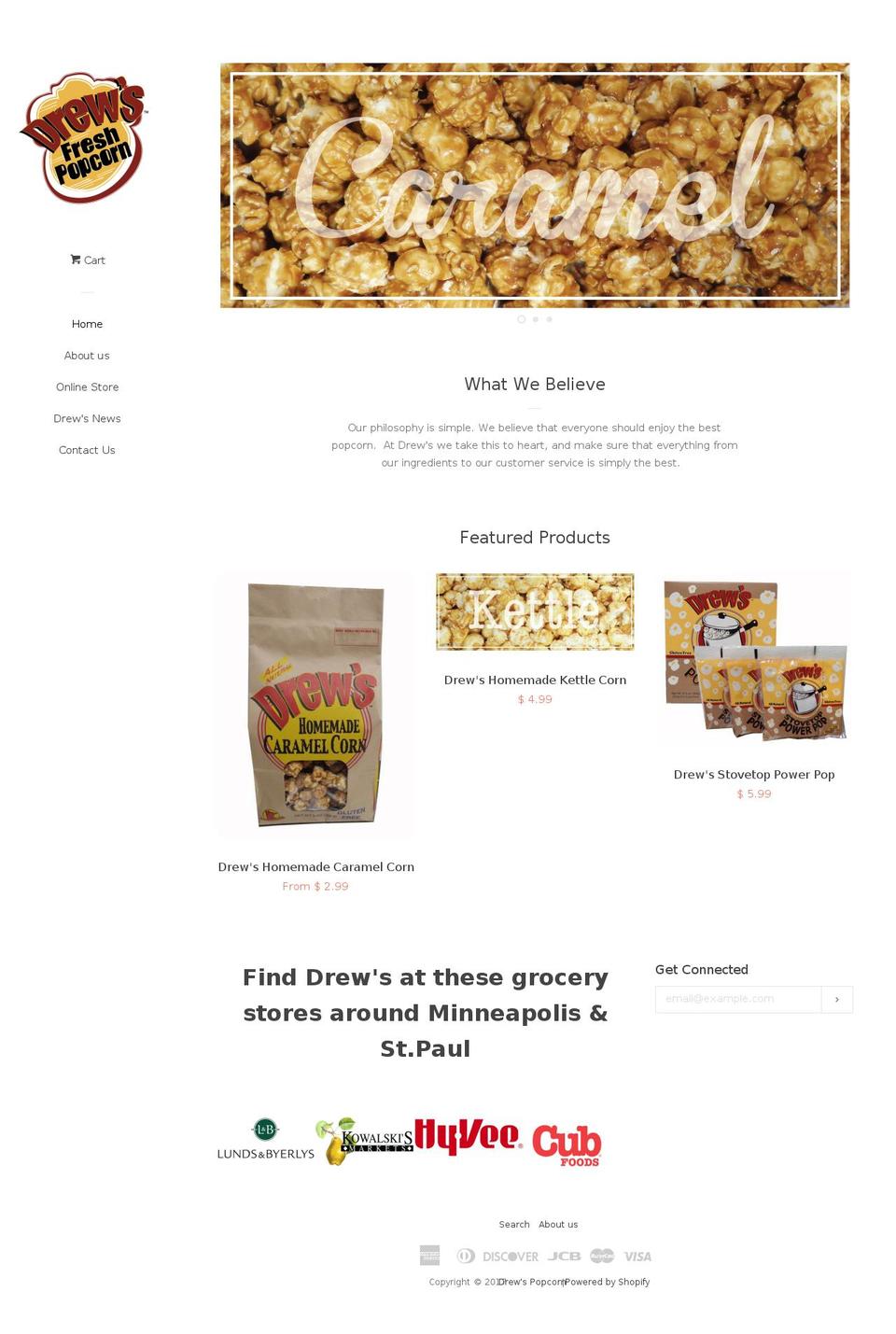drewspopcorn.com shopify website screenshot