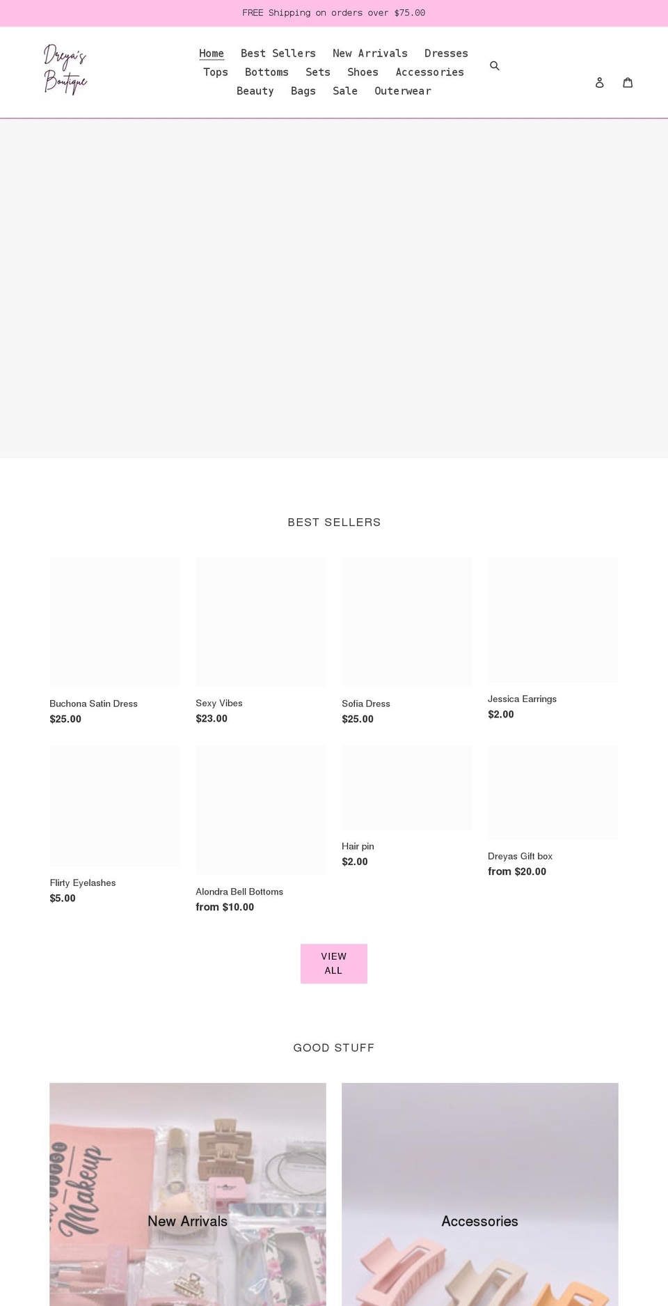 dreyasboutique.com shopify website screenshot