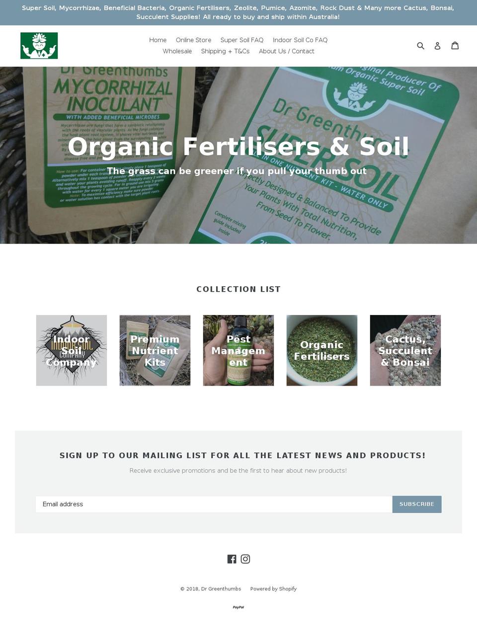 drgreenthumbs.com.au shopify website screenshot