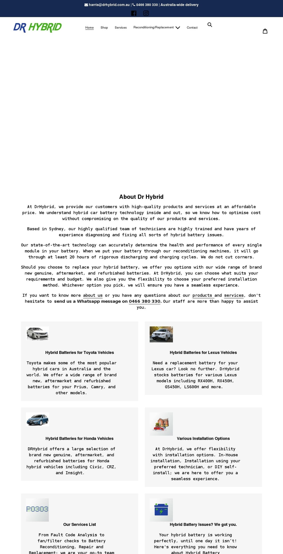 drhybrid.com.au shopify website screenshot